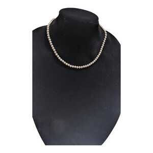 Vintage 925 Silver Beaded‎ Necklace 18" Estate Jewelry Mid Century Sterling